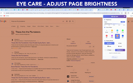 Eye Care - Adjust Page Brightness :: Adjust screen brightness and apply color filters for comfortable viewing