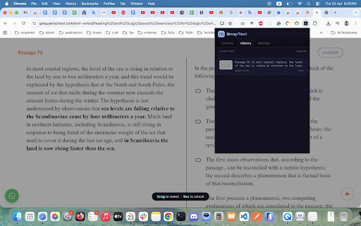 SnapText — Screenshot to Text :: Capture any region of your screen(image/video) and instantly extract text using Claude Vision AI or offline SnapText OCR model.