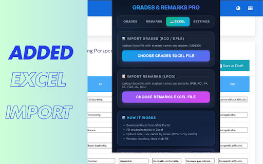 SMS Portal Helper (Banglar Sikhsha SMS Portal Assistance) :: Auto-fill grades and remarks for LPCD/HPRC report cards on Banglar Sikhsha SMS Portal. Saves teachers valuable time.