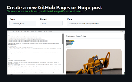 GitMark :: Edit GitHub Pages, Hugo, and repository Markdown in your browser with live preview, image uploads, and atomic commits.