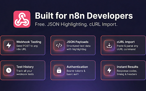 n8n Webhook Tester - Debug & Test n8n Automation Workflows :: Test & debug n8n webhook URLs and automation triggers. Send HTTP requests, import cURL, inspect responses. Free n8n tool.