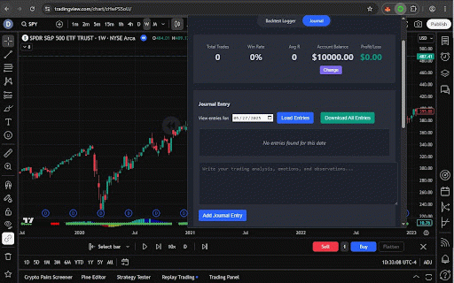 Trading and Backtesting Assistant :: Log and track your TradingView backtests with automatic CSV export and candle timer