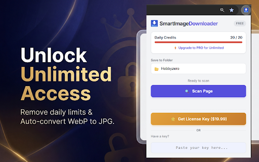 Smart Image Downloader: Bulk Save, Rename & Convert :: The most advanced image downloader. Detects heavy images, converts WebP to JPG automatically, and renames files smartly.