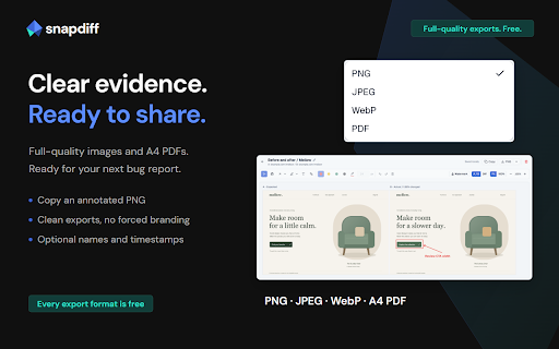 SnapDiff :: Capture pages, compare A/B screenshots, annotate, and save locally.