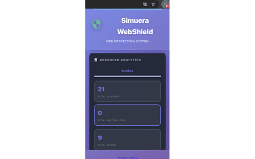Simuera WebShield :: Blocks harmful content in real-time to keep your browsing safe. Offers optional light/dark mode