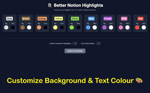 Rainbow Bear :: Make Notion highlights vivid, readable, and color‑blind friendly. Custom colors, optional animations, and gentle patterns.
