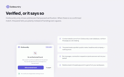 Outboundry: B2B Email & Lead Finder :: Find verified work emails while you browse, then add leads to Outboundry campaigns — without leaving the page.