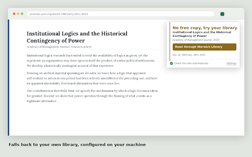 Shelfpass — free and library copies of papers :: Finds a free or library-licensed copy of the paper you're reading. No account, no tracking, and nothing runs until you ask.
