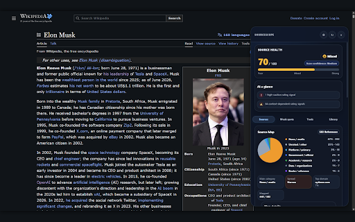 SourceScope — Wikipedia Research Assistant :: Turn Wikipedia into a research workflow. Check citations, find stronger sources, recover archives, and export Source Packs.