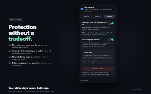 SentinelGate – AI Scam & Phishing Detector :: Detect AI-generated scams, phishing links, and impersonation in real time. Protect yourself from advanced online fraud.