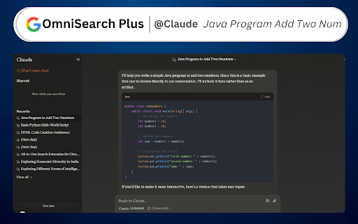 OmniSearch Plus - ChatGPT, Claude, YouTube, Bing Search Bar :: Quickly search across popular AI assistants, video platforms, and search engines directly from your address bar.