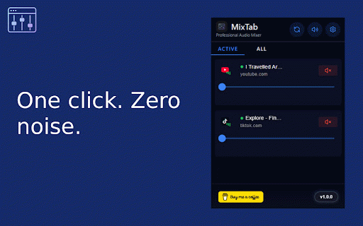 MixTab :: MixTab is a professional browser audio mixer. Control, mute, and adjust the volume of all your tabs easily — with a powerful EQ