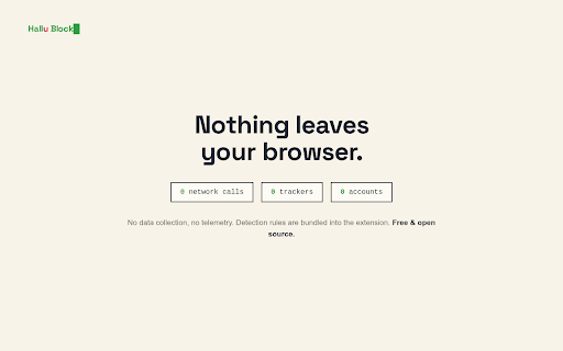 Hallu Block :: Masque les résumés IA de Google & cie. L'IA quand vous la demandez, pas imposée par défaut. Gratuite, open source, anonyme.