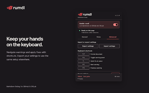 rumdl — Markdown Linter :: Real-time Markdown linting with auto-fix for GitHub and GitLab.