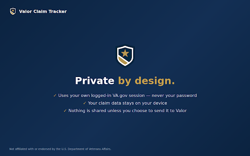 Valor Claim Tracker :: Track your VA disability claims and get alerted when something changes — plus smart, on-device claim insights.