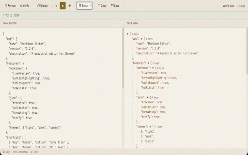 Markdown & JSON Editor :: Edit Markdown & JSON files in Chrome with live preview, themes, formatting tools, and tree view.