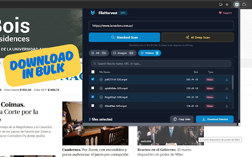 FileHarvest - Descargador Masivo de Archivos :: Descarga archivos en masa desde cualquier página. Escaneo con IA, filtros avanzados. Gratis, sin publicidad ni rastreo.