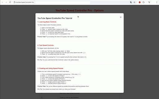YouTube Speed Controller Pro :: Control YouTube video playback speed with customizable keyboard shortcuts for more efficient learning and viewing