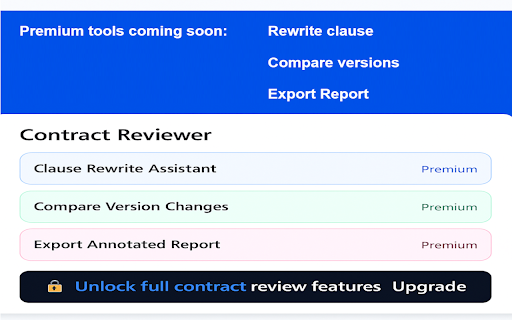 Contract Reviewer :: AI contract analyzer that summarizes agreements, flags risks, extracts obligations, and highlights key terms in your browser.