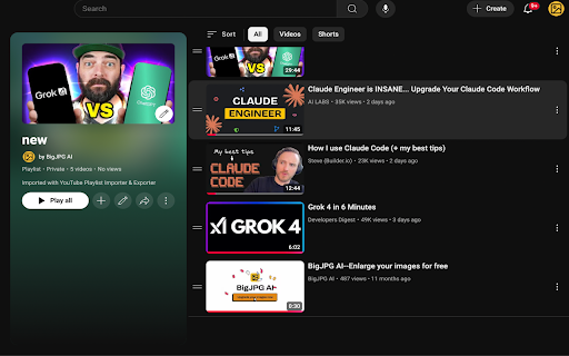YouTube Playlist Importer & Exporter :: Export YouTube playlist details to CSV and import playlists from CSV.
