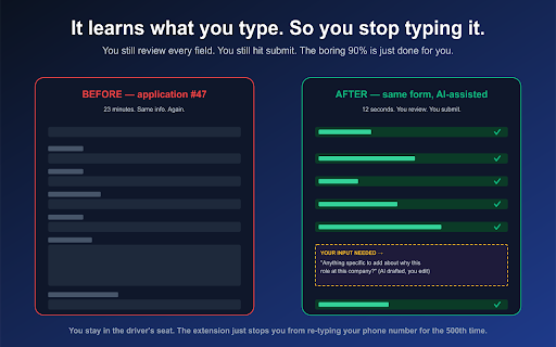 JobRizzer | Use AI to get a job faster :: Autofill job applications, customize resume and it learns from you. 30 apps free, then BYOK or Pro.