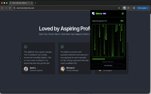 Stitchly — Full Page Screen Capture & Scrolling Screenshot :: Capture full-page screenshots locally in your browser and export as PNG, JPEG, or PDF.
