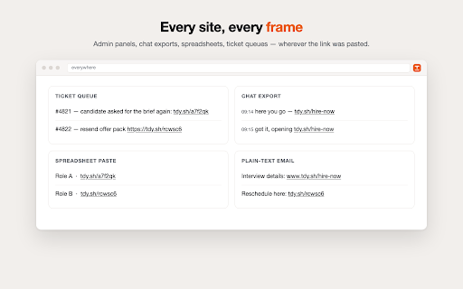 TidyLink :: Turns plain-text tdy.sh/... short links into clickable links on any page.