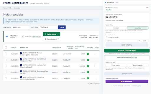 GerirMEI - NFSe Fácil :: Facilita o download de XMLs em lote e resume o faturamento no Portal Nacional da NFS-e.