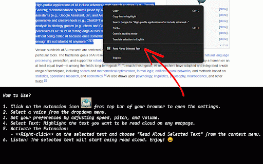 Read Aloud V2 :: Read Aloud: The fastest way to convert selected text from any website into spoken words, No limitations!