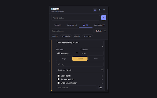 LineUp - To-Do List & Task Manager :: A fast, no-nonsense to-do list and task manager for your browser