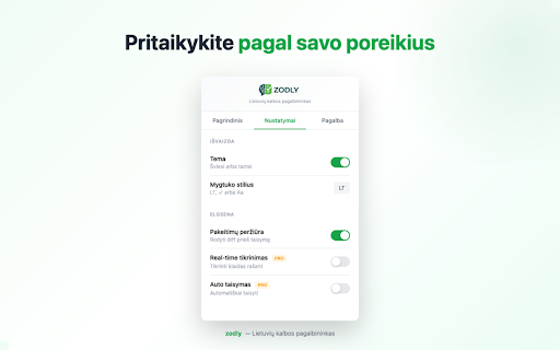 zodly - Lietuvių gramatikos tikrintuvas :: Pataisykite lietuvių kalbos gramatikos klaidas bet kuriame teksto lauke vienu paspaudimu