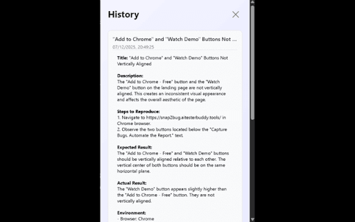 Snap2Bug - AI Bug Reporter :: AI-powered bug report generator using Gemini API. Capture screenshots and generate professional bug reports instantly.