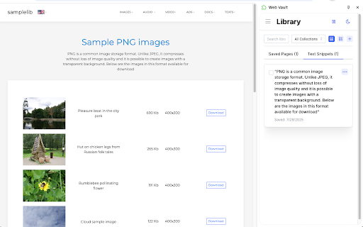 Web Vault :: Save and organize media, web pages, and text snippets.