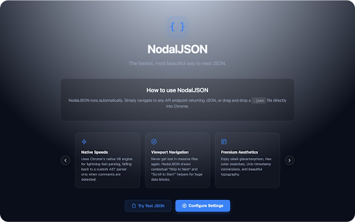 NodalJSON – Fast and Beautiful JSON viewer and formatter :: A fast, beautiful JSON viewer with tree navigation, JSONC support, color swatches, epoch hints, and smart copy actions.