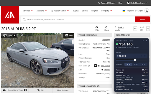 Just Auction Calculator :: Calculates delivery and tax for vehicles on IAAI and Copart.