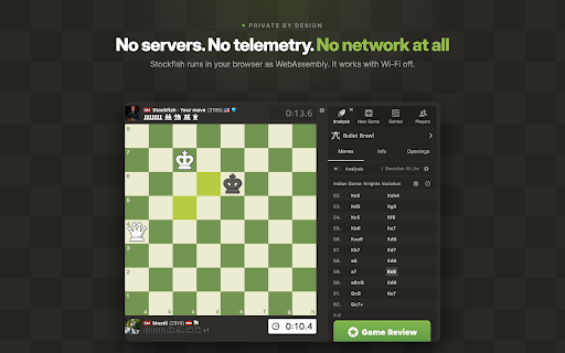 Stockfish Continue to Play :: After a game ends on Chess.com, continue the position vs Stockfish AI on the same page. One click, automatic.