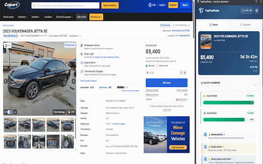 TopFuelAuto - Auction Assistant :: AI assistant for Copart & IAAI auctions. Analyze damage, decode VINs, check sold history, get max bid advice.