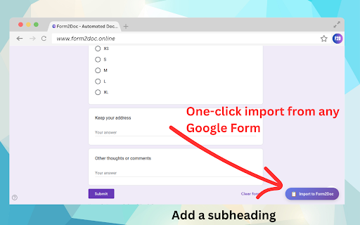 Form2Doc - Form to document :: Import Google Forms to generate documents from templates automatically. Create contracts, applications, and reports from data.
