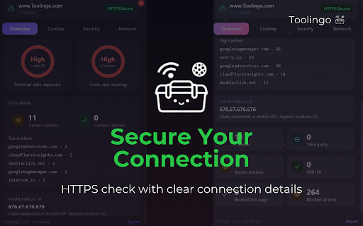 Toolingo - Your All In One Privacy Security Tools :: Toolingo helps you understand website cookie usage, third-party tracking, and connection security — on your device.