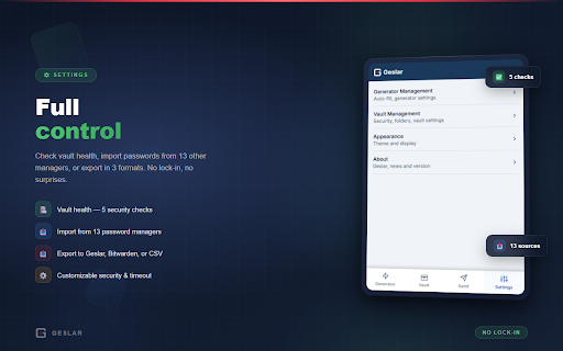 Geslar :: Besplatni password manager na hrvatskom — Škrinjar za lozinke, TOTP 2FA, auto-fill, generator fraza i provjera curenja