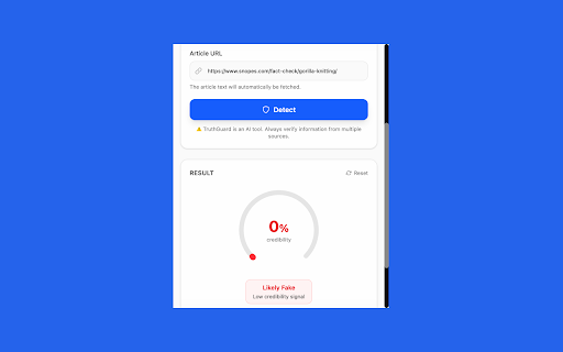 TruthGuard — AI-powered Misinformation Detection :: TruthGuard is an AI-powered fake news detector that detects misinformation, empowering you to separate fact from fiction.