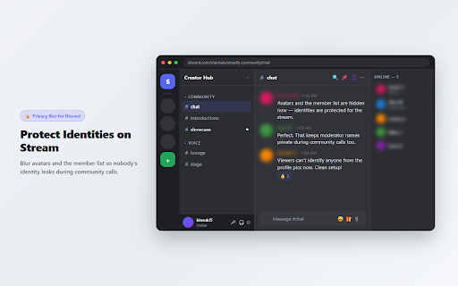Privacy Blur for Discord — Hide Messages & DMs While Streaming :: Hide & blur Discord DMs, usernames & avatars before streaming or screen sharing. Hover to peek.