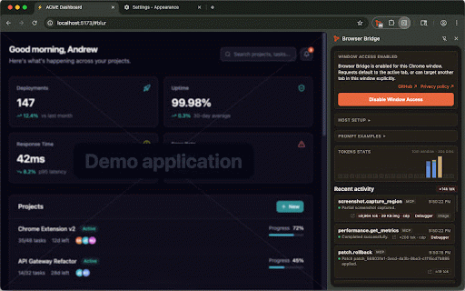 Browser Bridge (BBX) :: Local bridge between your coding agent and browser. Structured access to DOM, styles, console, network, and reversible patches.