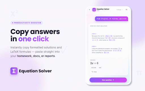 Equation Solver :: Equation solver in your browser side panel. Step-by-step solutions adapted to your grade level.