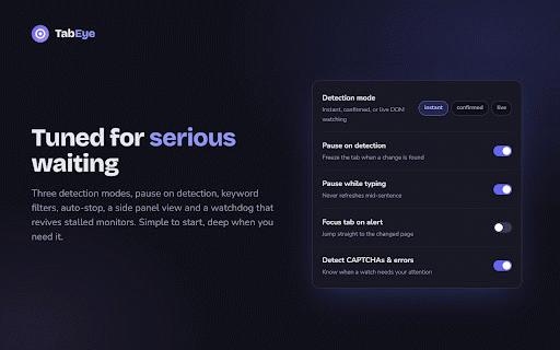 TabEye | Tab Change Monitor :: Monitor your most important tabs with powerful monitoring and notification features.