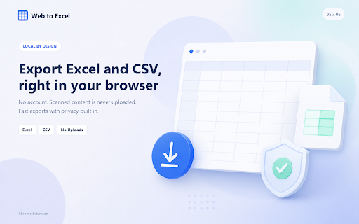 Table to Excel - Web Table Exporter :: Turn any webpage into Excel. Scan, preview, and export tables and lists — all data stays local.