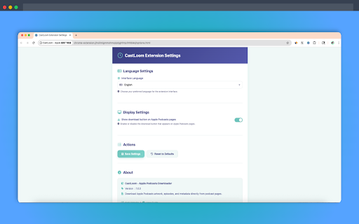 CastLoom - Apple Podcasts Downloader :: Download Apple Podcasts artwork, episodes, and metadata directly from podcast pages
