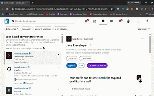 JobScout AI :: Generate perfectly tailored CVs directly inside LinkedIn.
