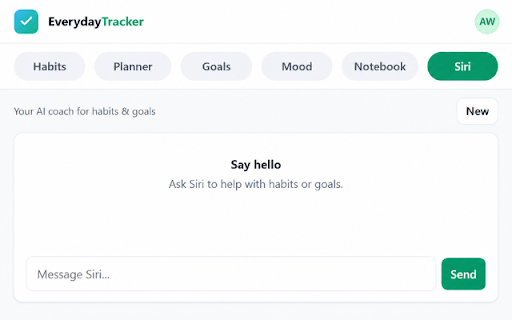 EverydayTracker :: Track habits, plan your day, set goals, chat with Siri, and journal from your browser toolbar.