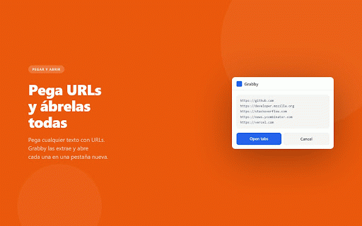 Grabby — Copy All URLs & Open from Clipboard :: Copy all tab URLs in one click — or paste a list of URLs and open them all as tabs. The two-way URL tool for Chrome.